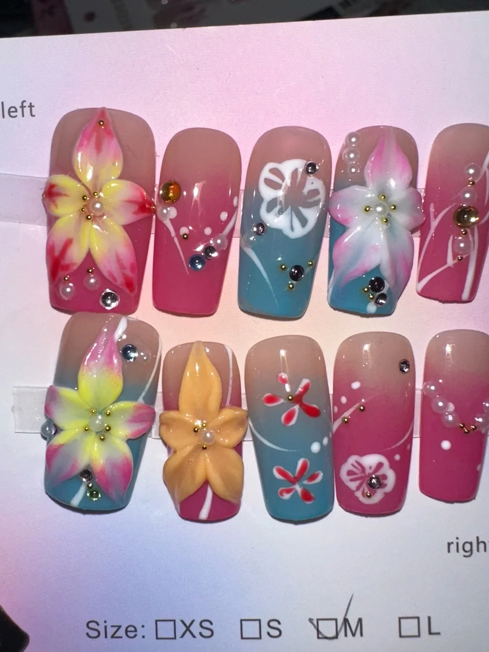 100 Sets of SURPRISE Assorted Press-On Nail Sets - Floral, Pink, Blue, Neutral